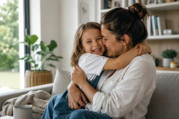 happy child with parent after parenting plans Swindon